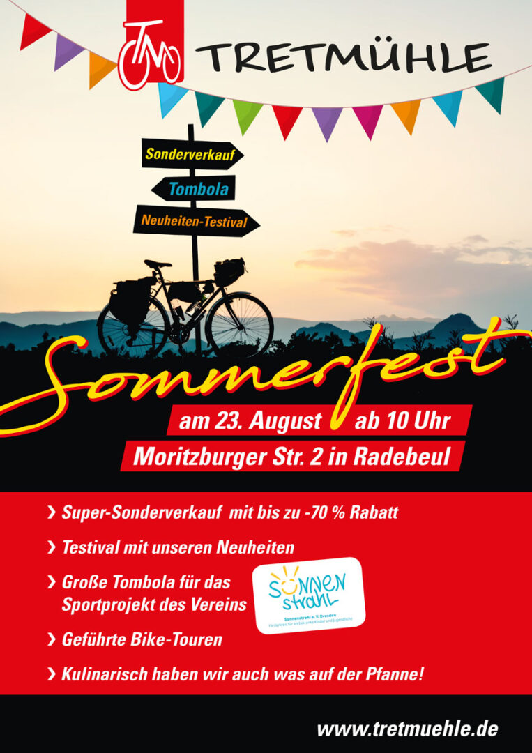 🚴 Sommerfest der Tretmühle am 23. August | Testival, Touren & Tombola